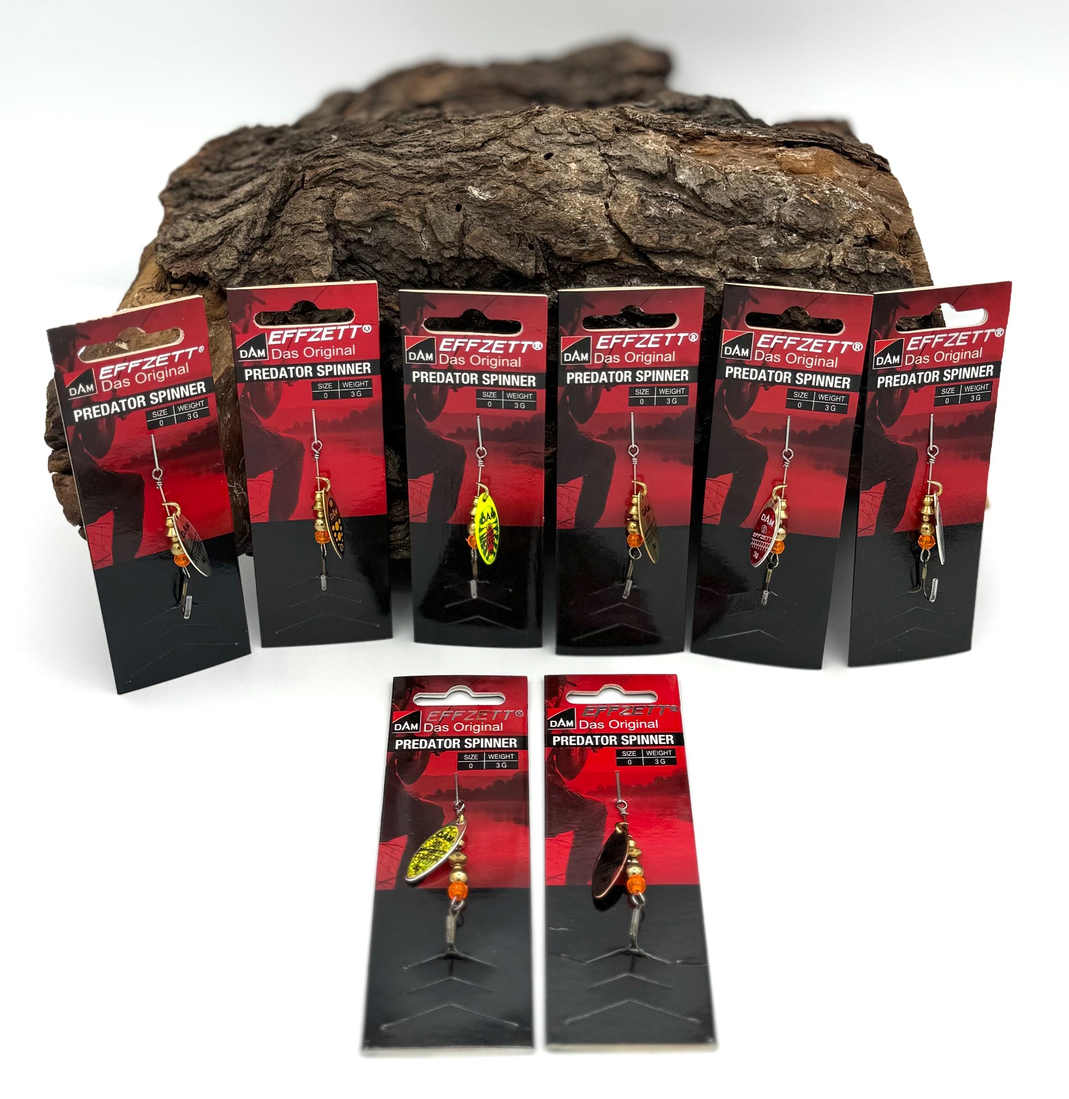 DAM Effzett Predator Spinner 3g 8 Farben Silber Gold Kupfer Reflex Fireshark Blacky Red