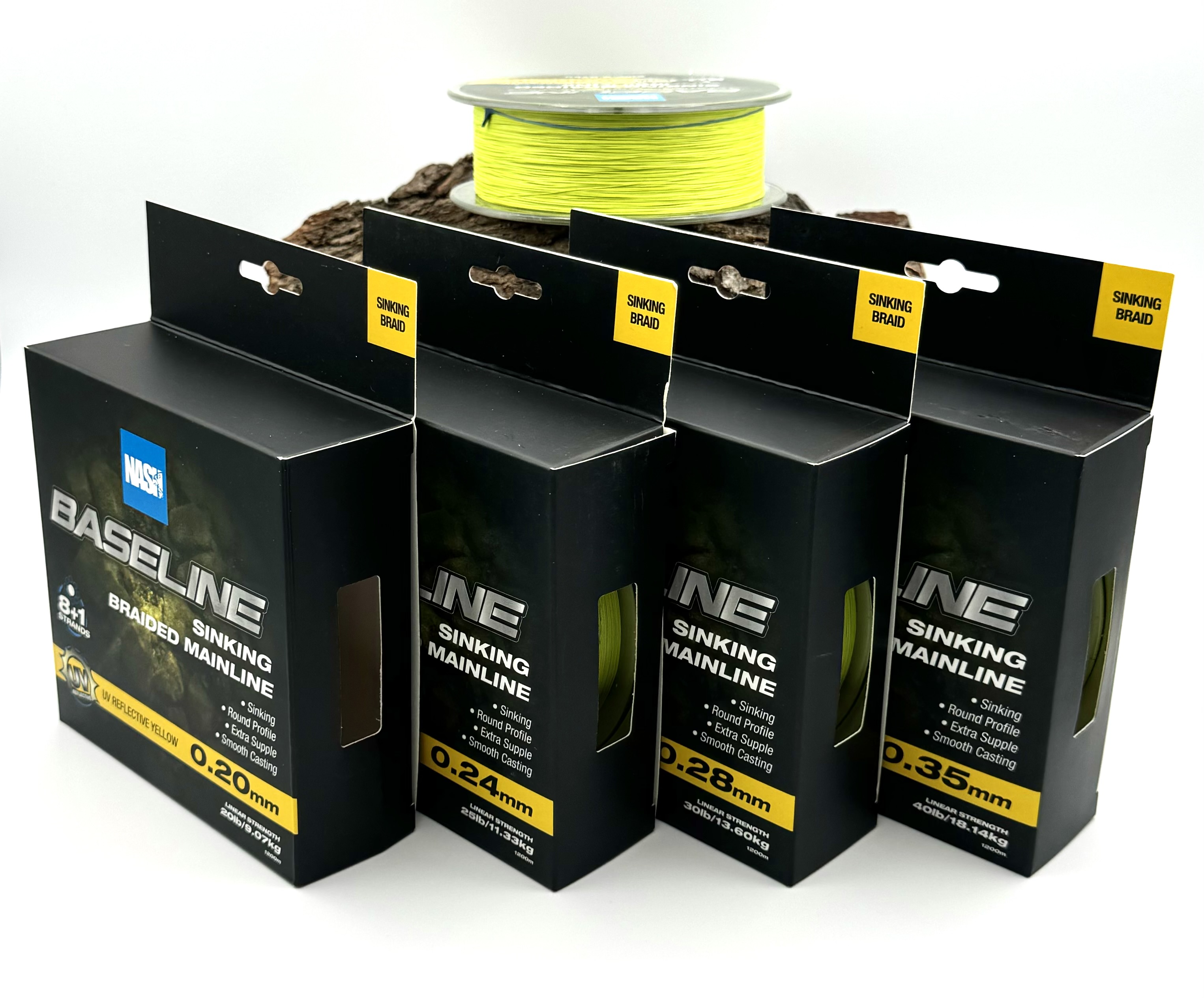 Nash Baseline Sinking Braid UV Yellow sinkend 1200m