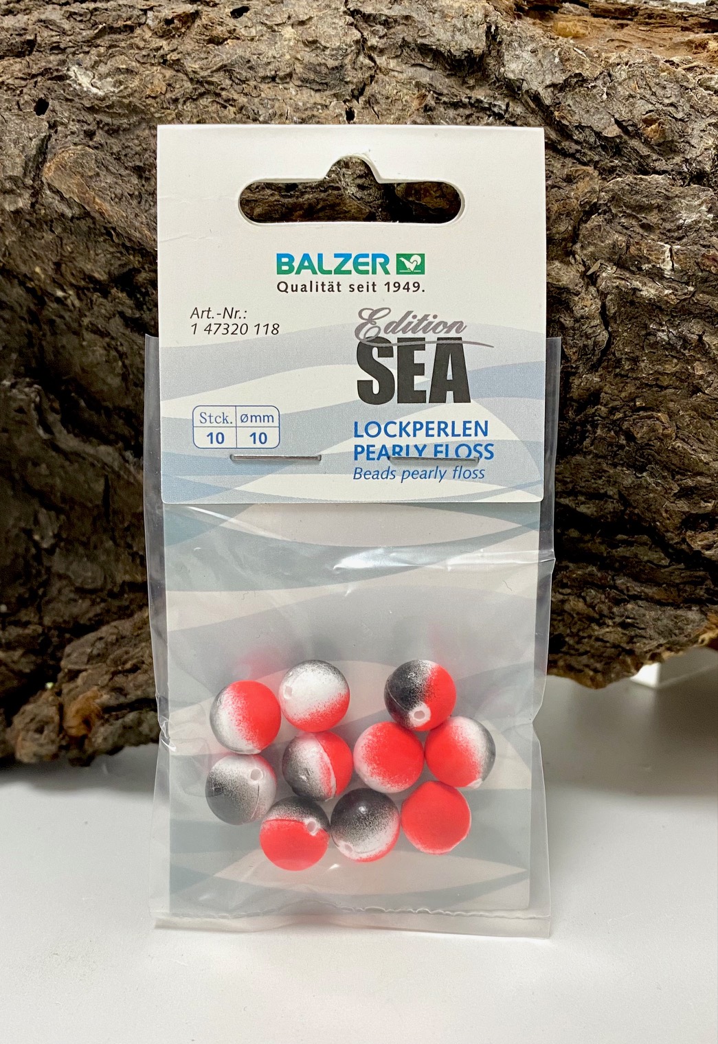Balzer Edition Sea Lockperlen 10mm Schwarz Weiß Rot 10 Stück