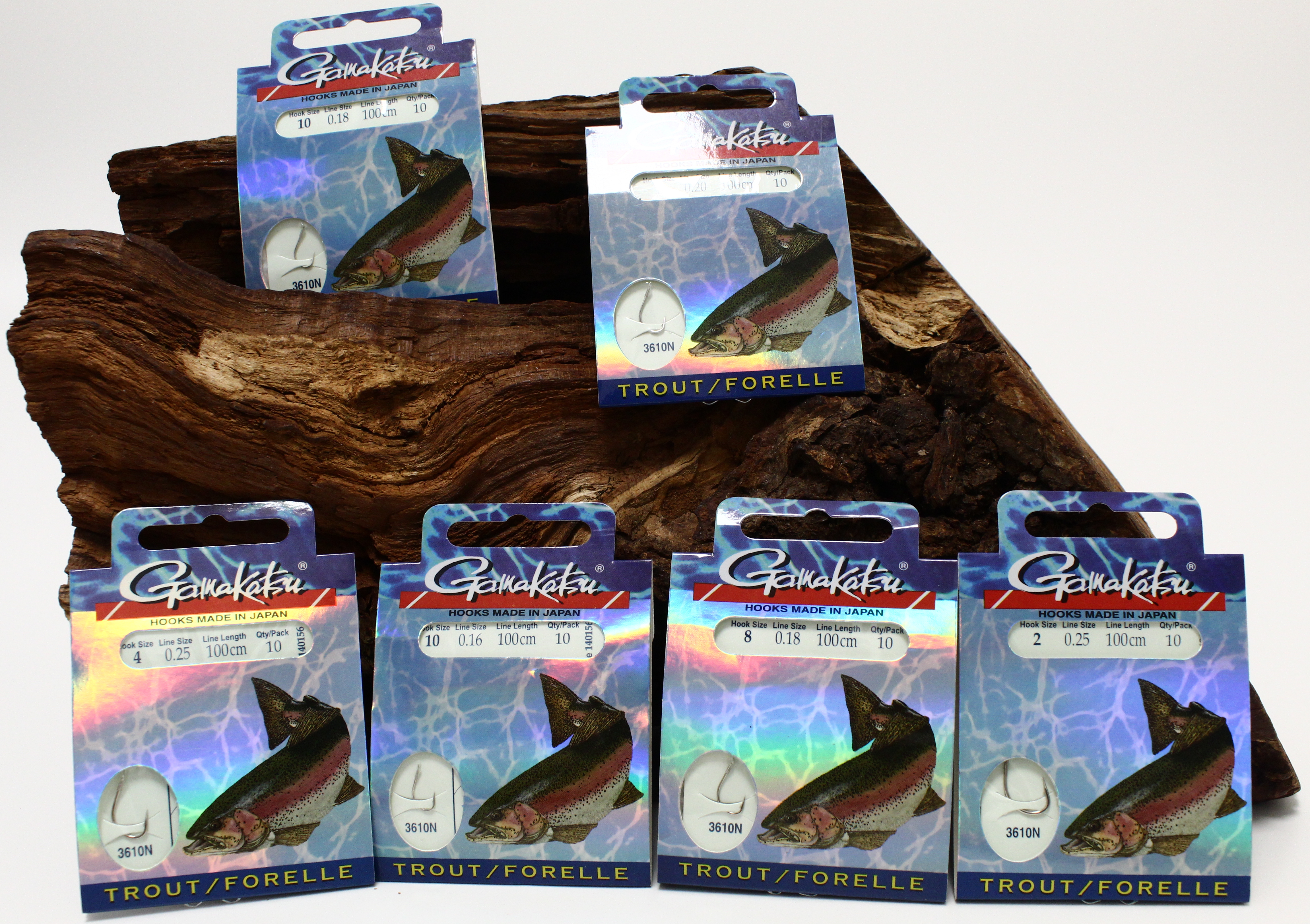 Gamakatsu 3610N Trout Forellenhaken Silber Gr. 2 4 6 8 10 12 Länge 100cm